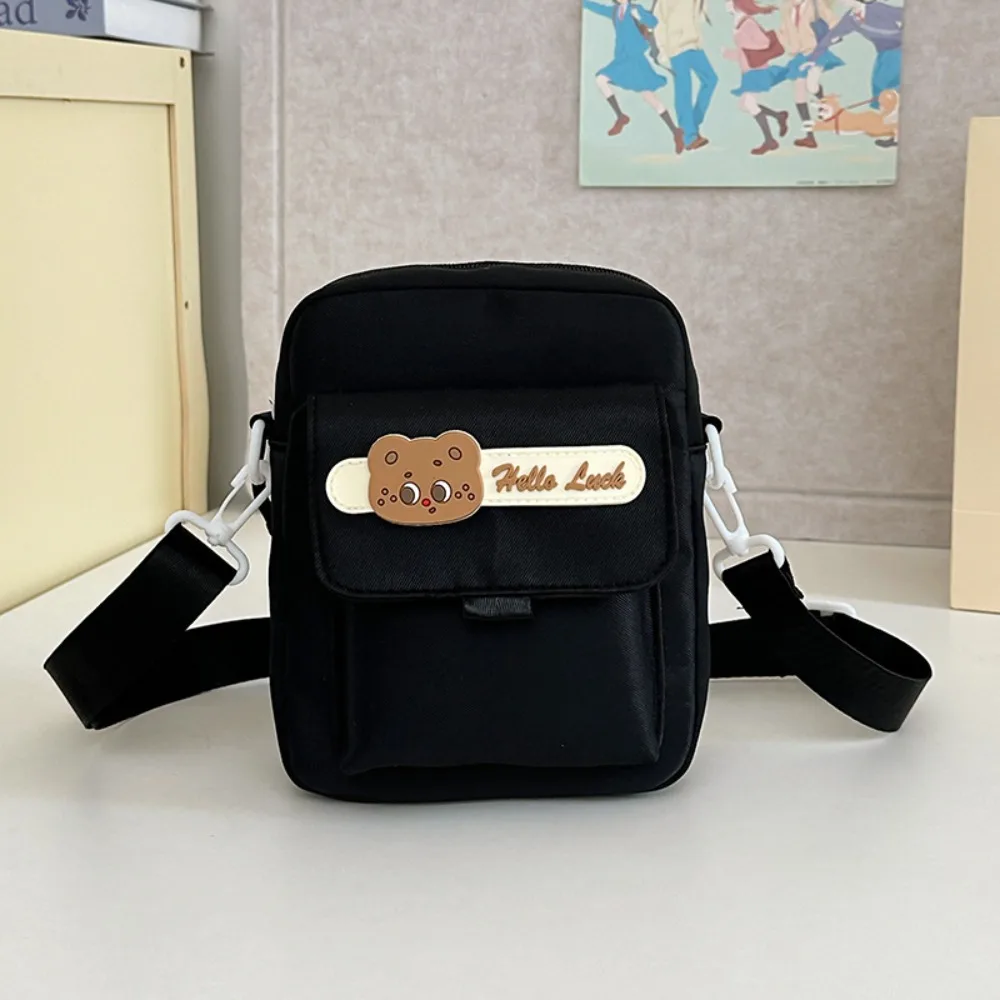 

Mobile Phone Bag Small Bear Nylon Crossbody Bag Cute Cartoom Canvas Shoulder Bag Handbag Lightweight Small Square Bag Travel