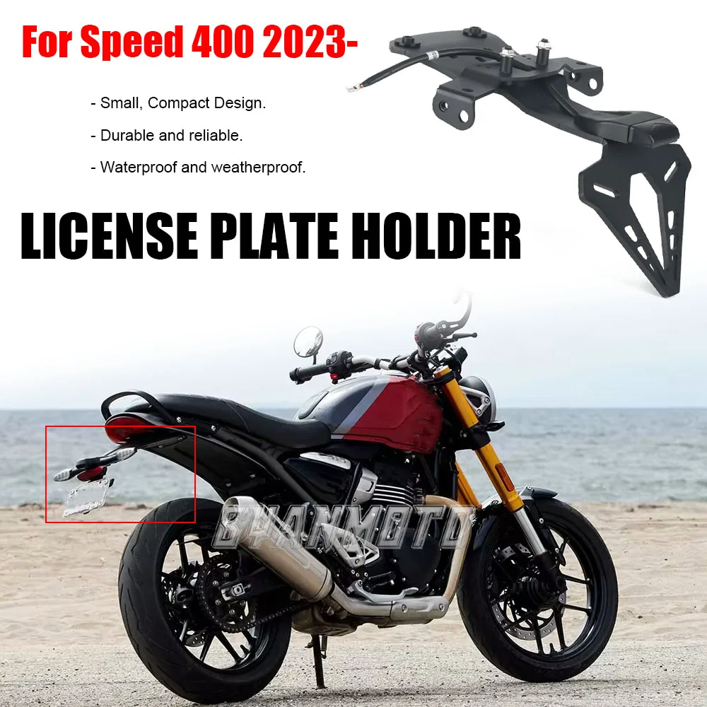 For Speed 400 Speed400 2023-UP 2024 Motorcycle Rear Short Tail Stock Tidy License Plate Holder Tailstock Bracket With LED Light