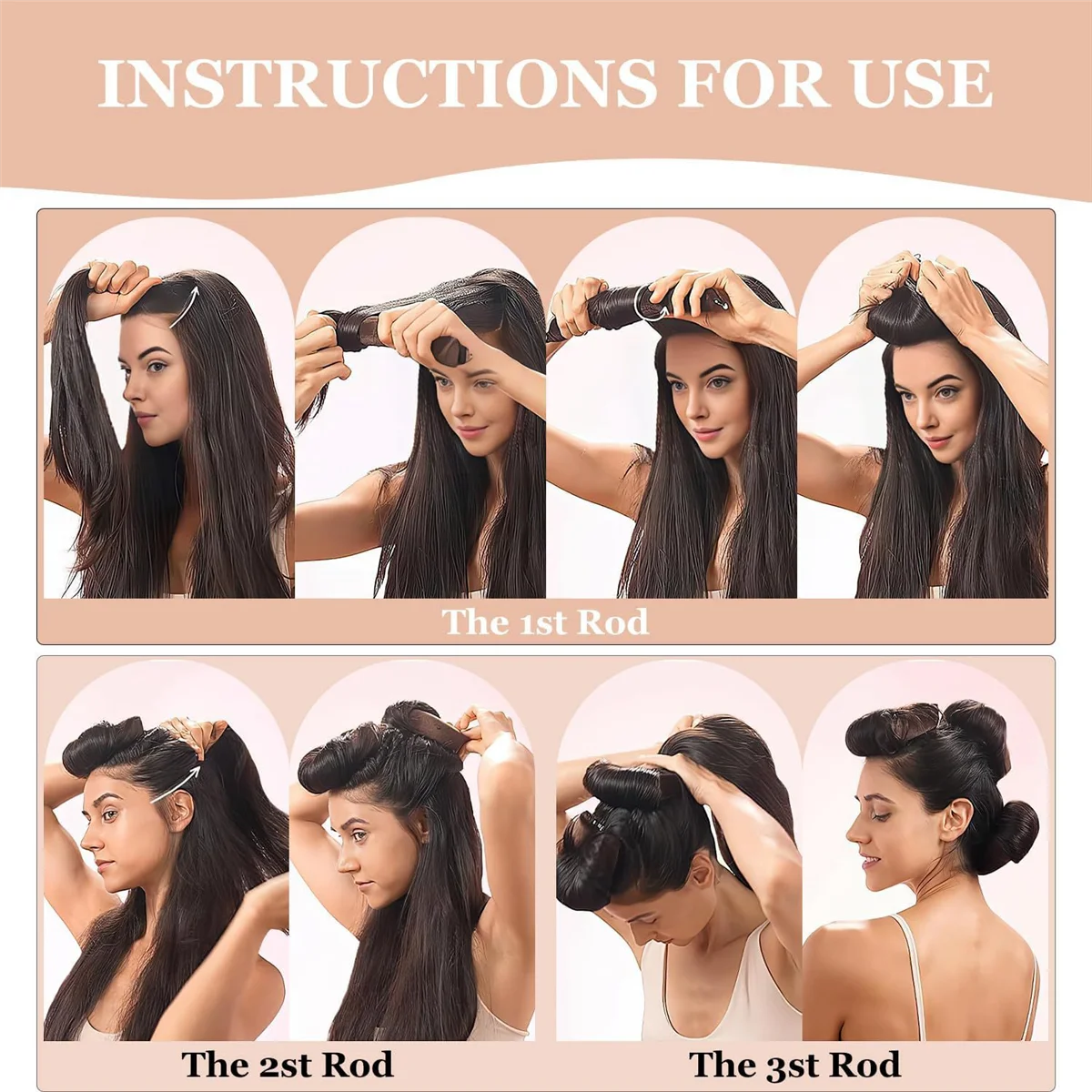 No Heat Hair Curler Overnight No Heat Curls Blowout Rod Headband for All Hair Types+Hook No Heat Curling to Sleep Coffe