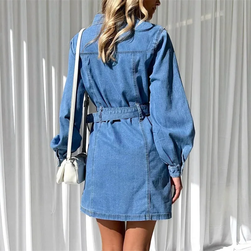 denim dress with tights St. Tropez Softly Quilted Denim Dress, Oversized Silhouette L / 6909-DEN
