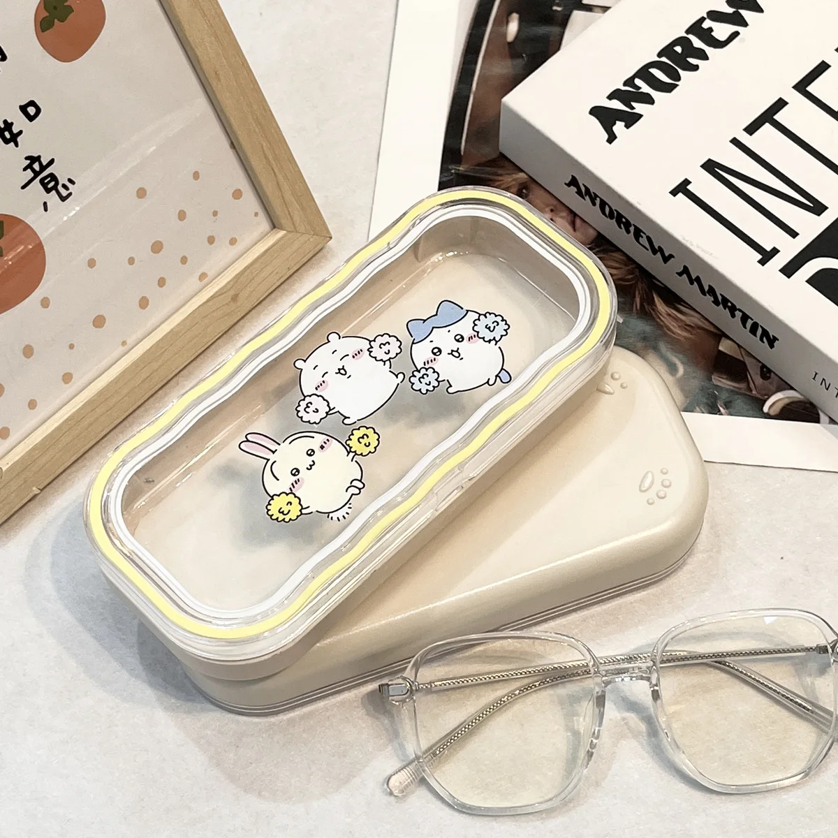 Anime Cartoon Chiikawas Cute Glasses Case Portable Anti-Pressure Take It with You Myopia Glasses Box Sunglasses Storage Box Gift