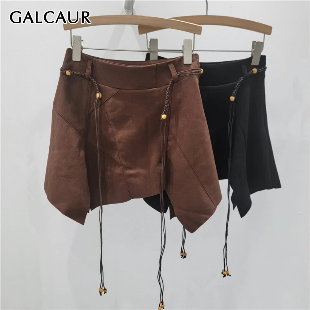 

GALCAUR однотонная повязка, уличная шикарная юбка, женская юбка с высокой талией, нестандартные женские юбки для девочек, осенняя мода, новый стиль