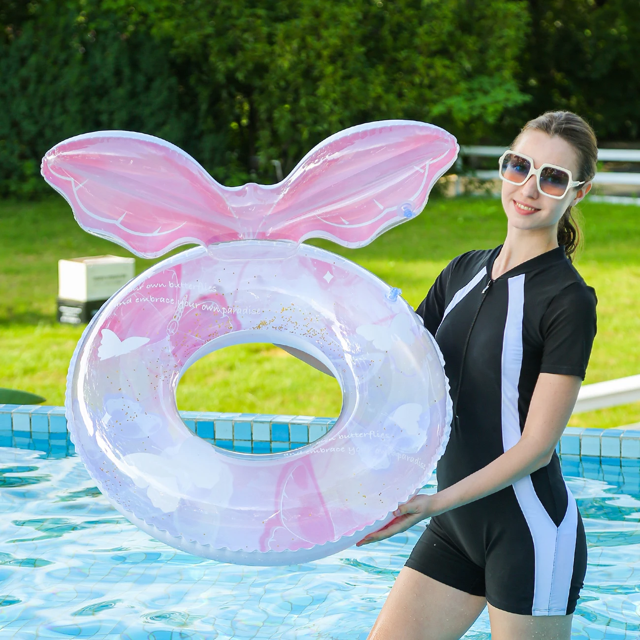 1 Pezzo Anello Gonfiabile a Coda di Sirena, Galleggiante per Piscina, Tubo da Nuoto per Adulti, Accessorio per Sport Acquatici Estivi