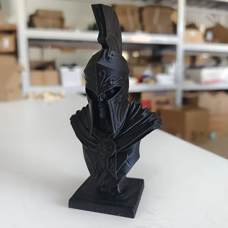 1‑Pack 3D‑Printed Spartan Warrior Bust Sculpture, PVC Wall‑Mount Greek Statue With Helmet, Ornament for Desk, Entrance, Bedroom