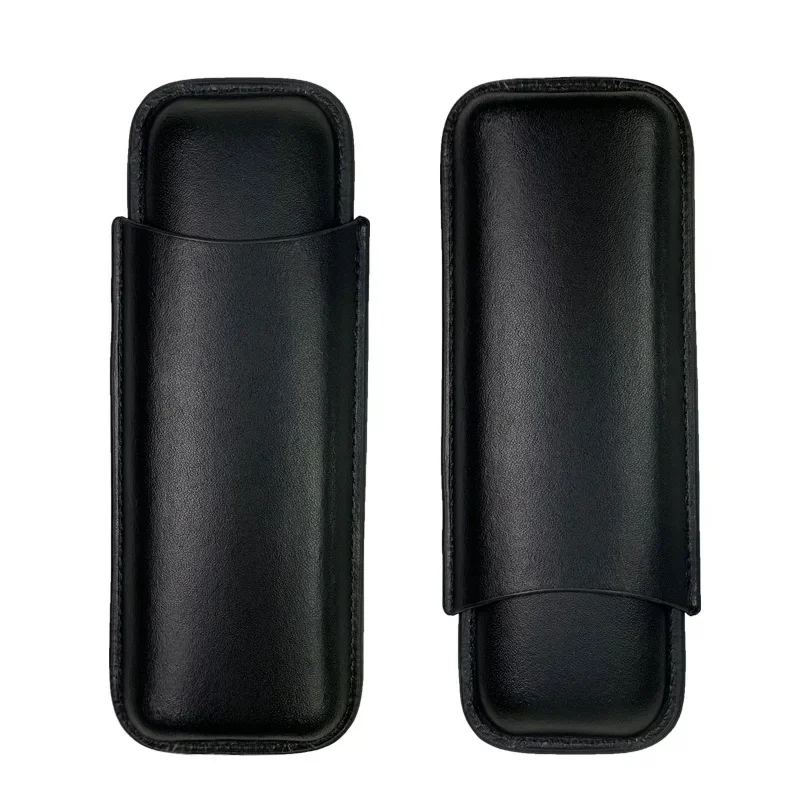 Man-made Leather Cigar Case 2 Tube  Holder Mini Humidor Travel  Box Portable  Accessory for Cohiba Cigar