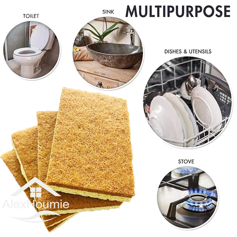 Wooden Pulp Natural Sponge 10 Pack Eco Friendly Kitchen Sponge for Sustainable Living Non Scratch Kitchen Cleaning Sponge