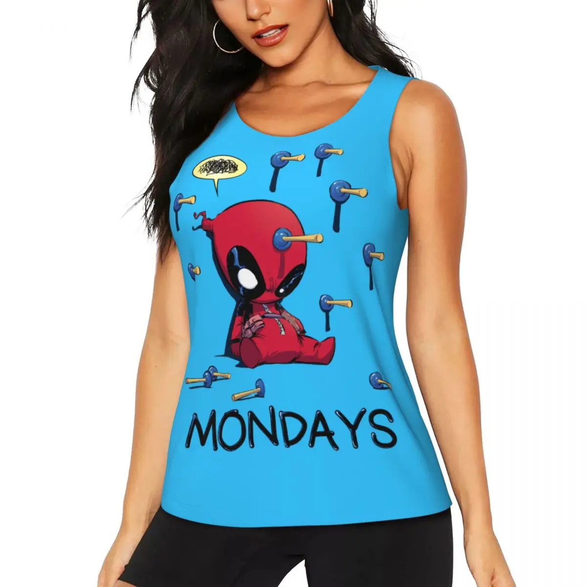 Custom Deadpool I Hate Mondays Yoga Shirts for Women Workout Gym Tank Tops