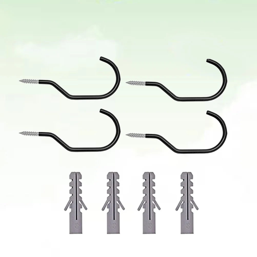 

4 Sets Bike Hook Heavy Duty Bike Hanger Bike Storage Hooks for Garage Wall and Ceiling with Bolts Black