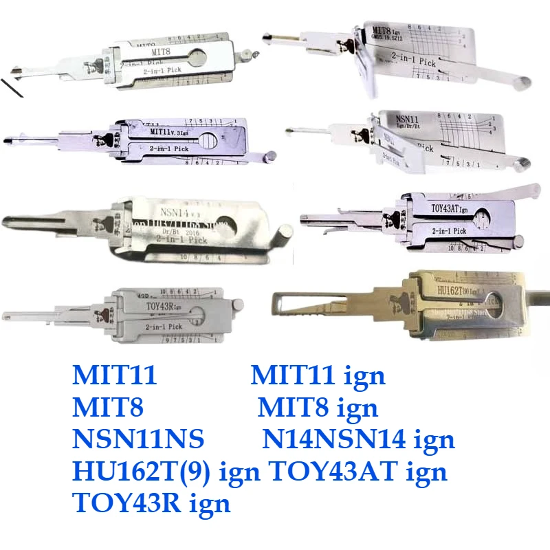 

1PCS Lishi 2 in 1 Tool MIT11 MIT11ign MIT8 MIT8ign NSN11 NSN14 NSN14ign HU162T(9)ign TOY43ATign TOY43Rign Lock Picks Lockpicks