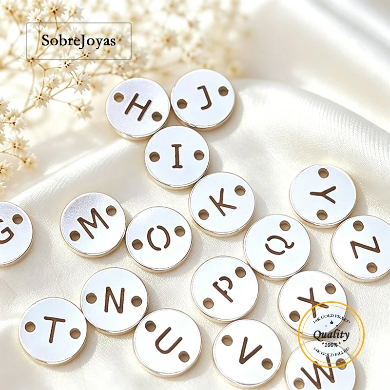 6MM Double Hole round Letter Charm for DIY Jewelry Making 925 Sterling Silver Accessory Necklace Jewelry Charm