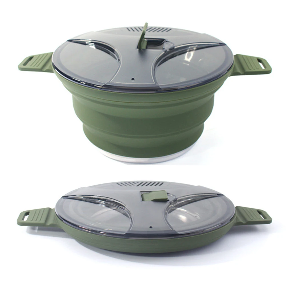 

Foldable Portable Camping Cook Pot Saving Space Camping Cookware Pot with Handle for Outdoor Fishing for Picnic Travel Tableware