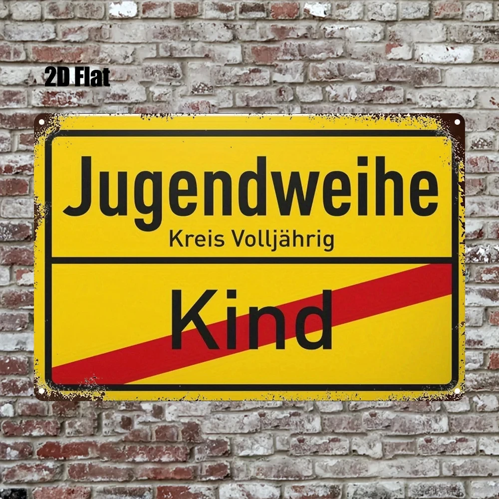 2D Flat, 1-Piece German-Style Metal Wall Sign - Vintage German Highway, with the Text 