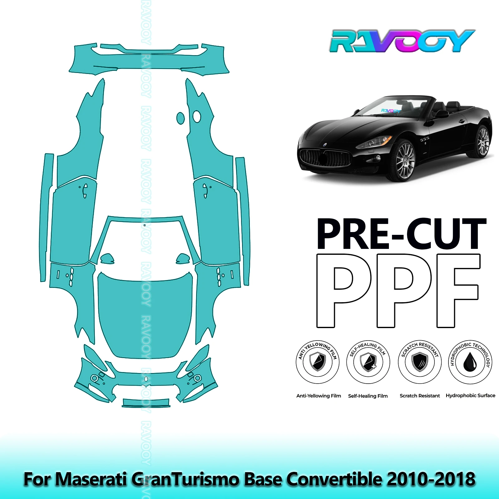 

8.5Mil Precut PPF Paint Protection Film Full Vehicle For Maserati GranTurismo Base Convertible 2010-2018