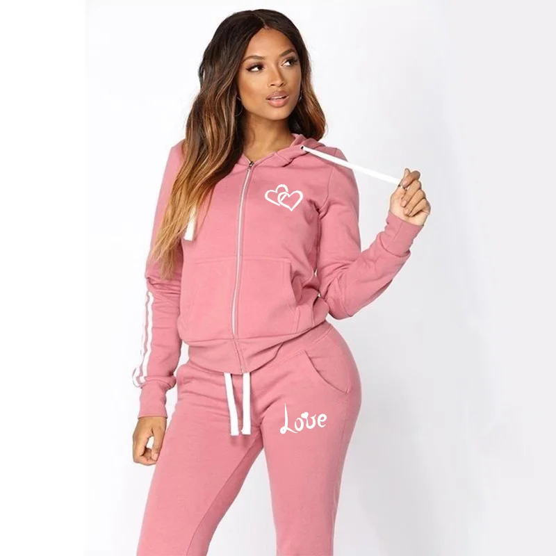 Fashion Women Track Suits Sports Wear Jogging Suits Ladies Hooded Tracksuit Set Clothes Hoodies+Sweatpants Sweat Suits