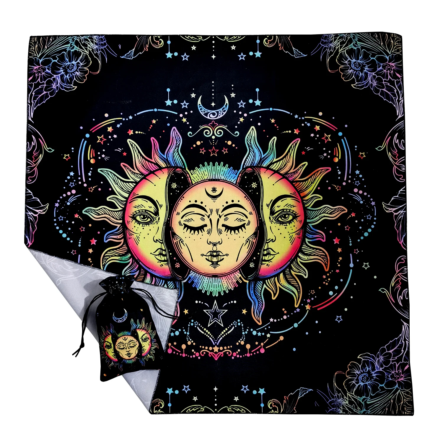 (Free Bag)1pc 29x29In Altar Tarot Card Tablecloth Sun Divination Tarots Game Tablecloth Board Playing Card Mat Velvet Tarots Bag
