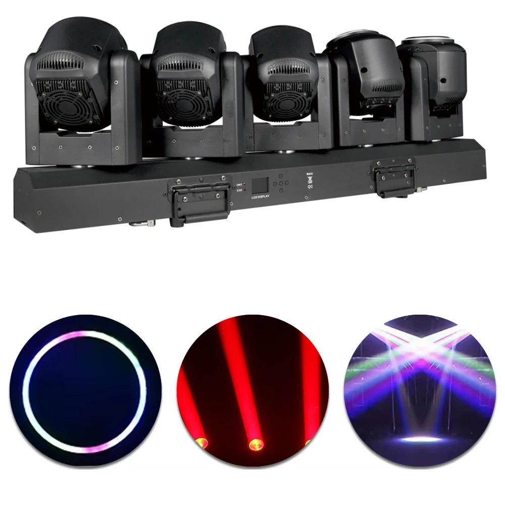 5x80W RGBW Tornado Storm Batten LED Beam Unlimited Rotate Moving Head Lights for DJ Party Disco Club Wedding Stage-for Lighting