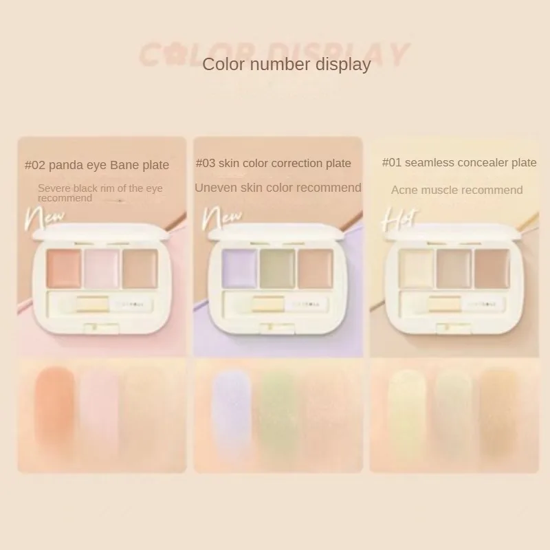 Ju drei Farben Concealer Platte Abdeckung Fleck Akne markiert Augen abdeckung Tränen rille Füllung Judydoll Concealer