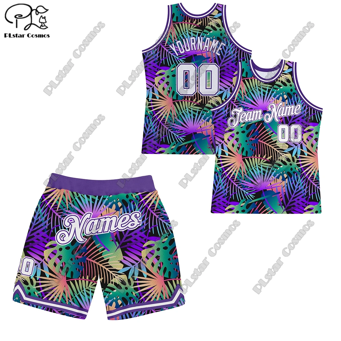 3D printing pattern custom name DIY logo team number basketball vest shorts suit retro breathable mesh summer Harajuku direct  2