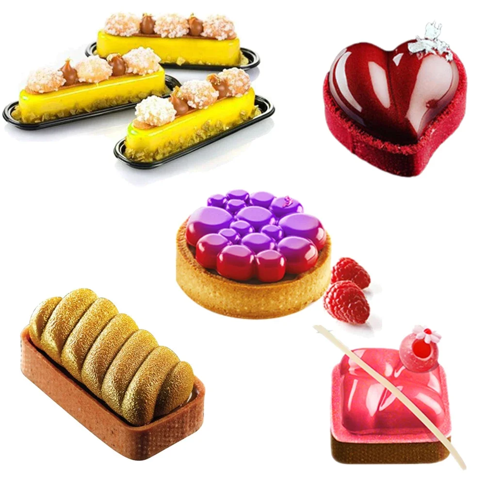 6pcs Tarte Ring Cutting Tart Mold Mousse DIY Kit Perforated Cake Round Circle  Dessert Bakeware Cutter Pastry Decorating Tools