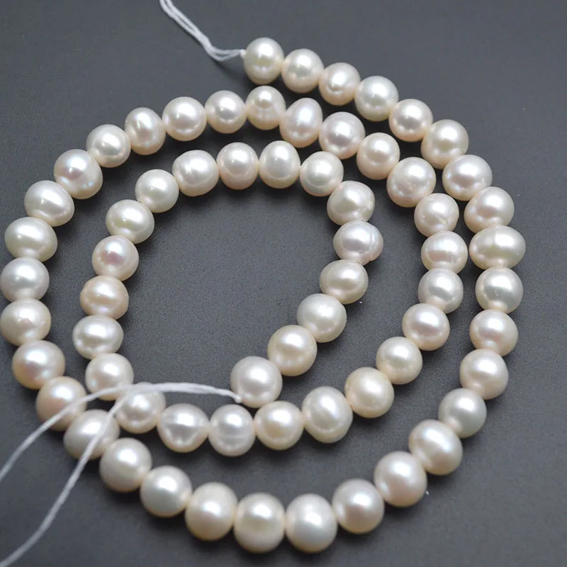 Good Quality 5~6mm Natural White Freshwater Pearl Potato Round Loose Beads for DIY Fashion Necklace Jewelry Making