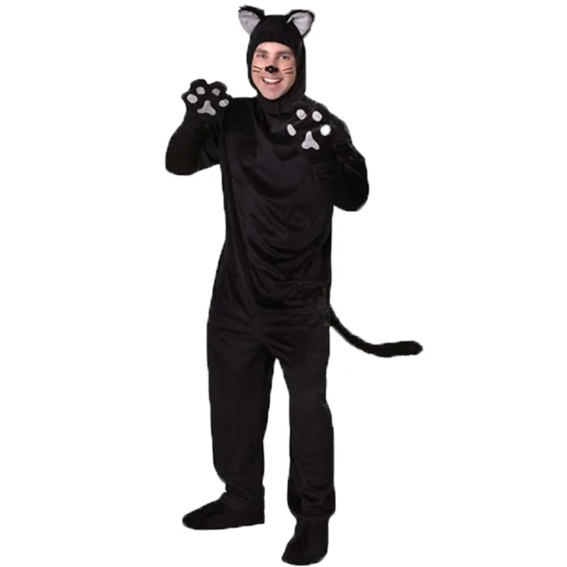 Costumi cosplay di gatto nero di Halloween per uomini adulti donne pigiama animale orso nero tuta abbigliamento di Halloween vestito di gatto unisex