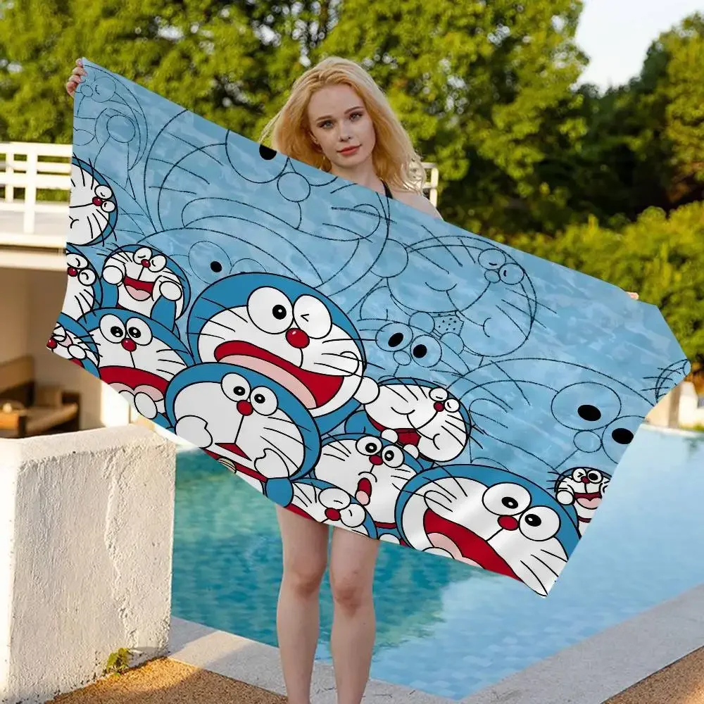Funny D-Doraemons Cartoon Beach Towel Colorful Bath Towels For Girl Microfiber Quick Dry Custom Sand Free Beach Yoga Spa Gym
