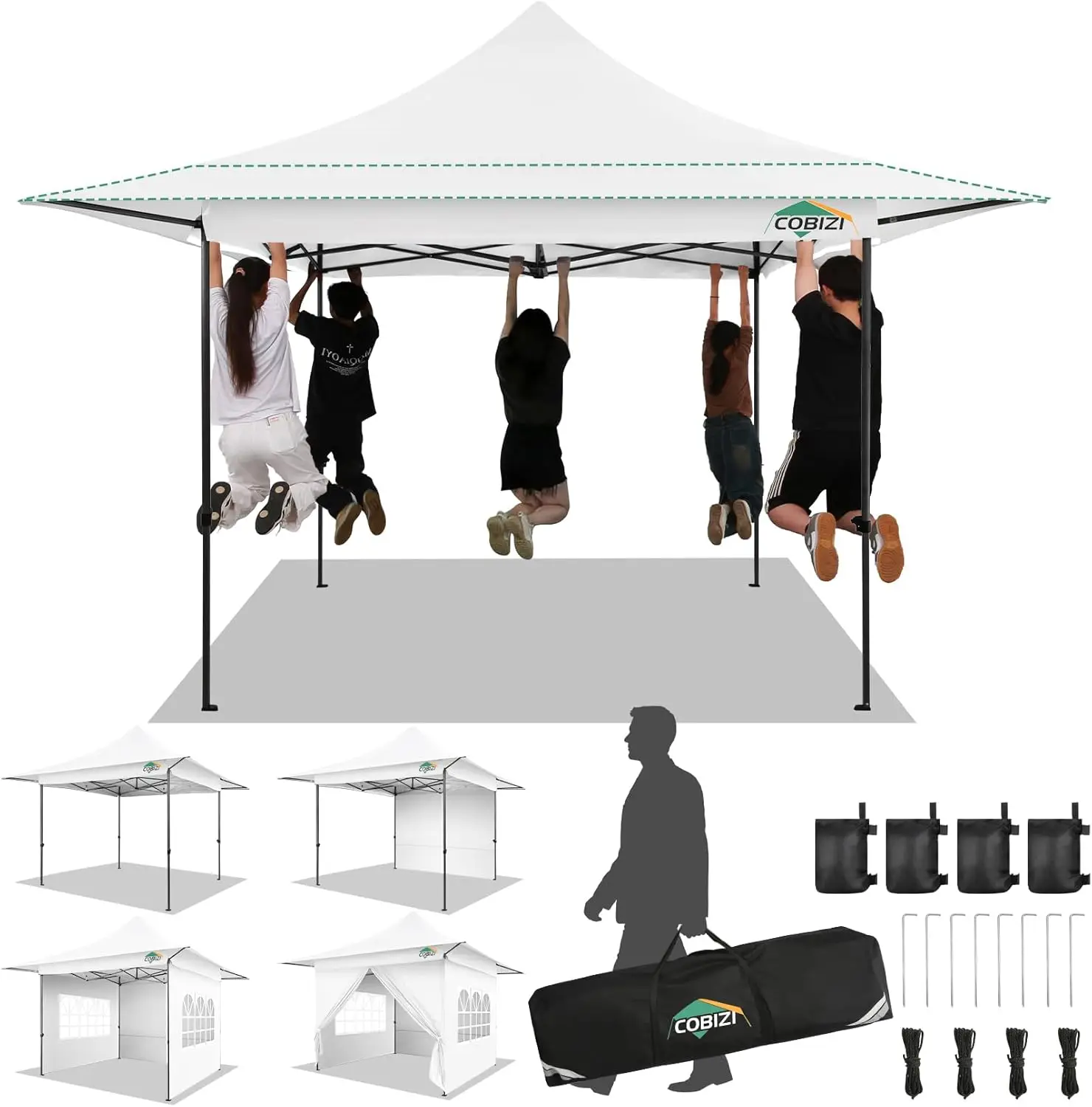 

13x13 Heavy Duty Pop Up Canopy with 4 Sidewalls, Commercial Outdoor Party Tent with 4 SandBags for Events, Parties and BBQs,