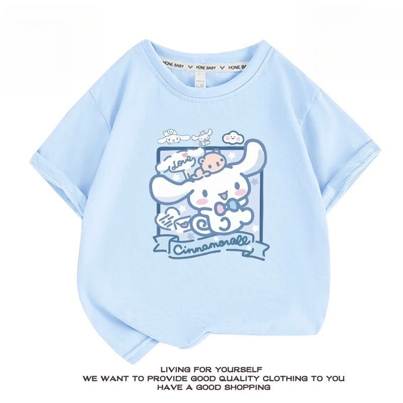 

Cinnamoroll My Melody Anime Kawaii Baby Short Sleeve Shirt Cute Kuromi Girls Boys Casual Clothes Gifts