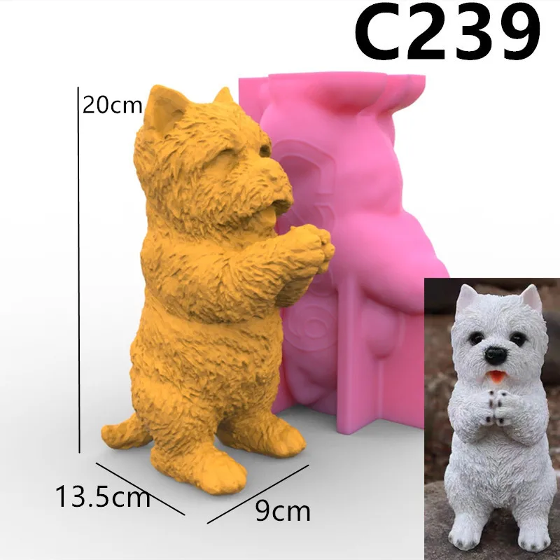Grote Kat Kaars Mal Teddy Hond Siliconen Kaarsvorm Mooie Dierlijke Gips Hars Zeep Ijs Chocolade Bakvorm Woondecoratie