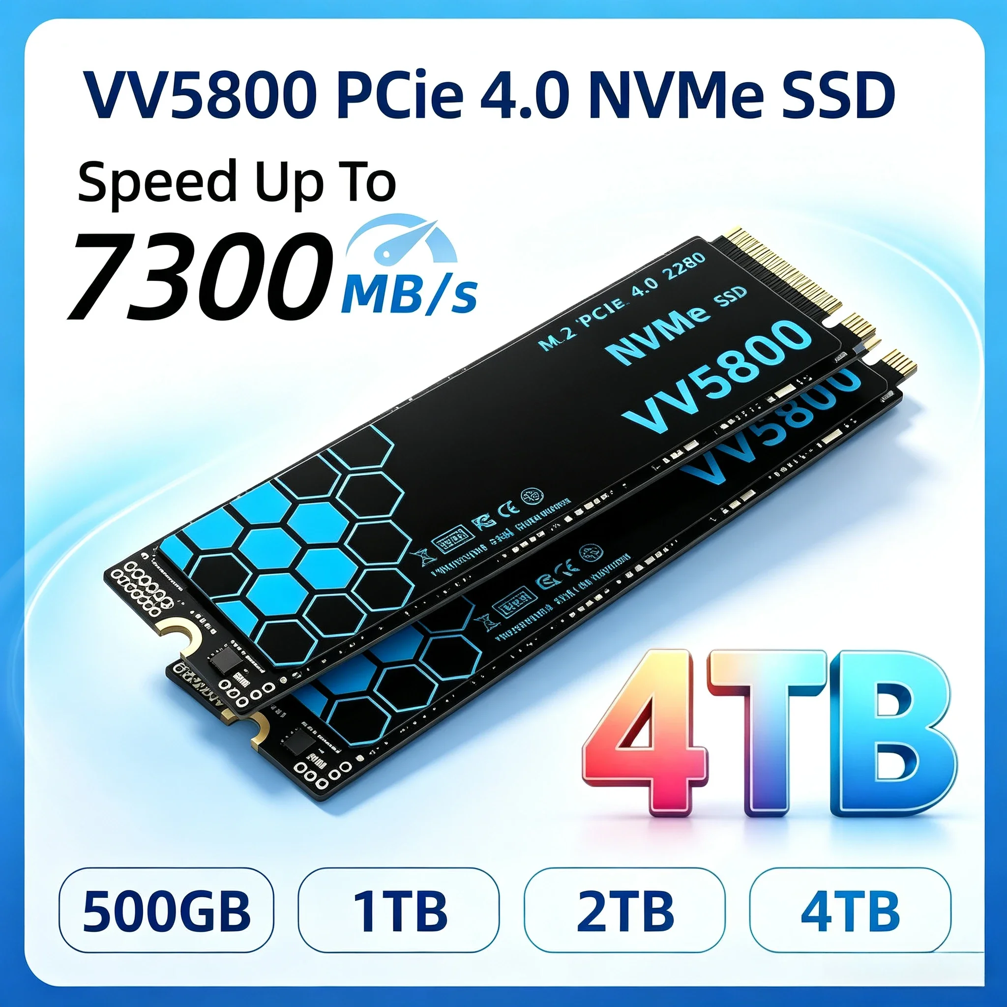 New VV5800 M.2 SSD Hard Disk 2TB 4TB 7300MB/s NVMe M2 SSD 500GB PCIe 4.0 Internal Solid State Drive For Laptop Desktop PC