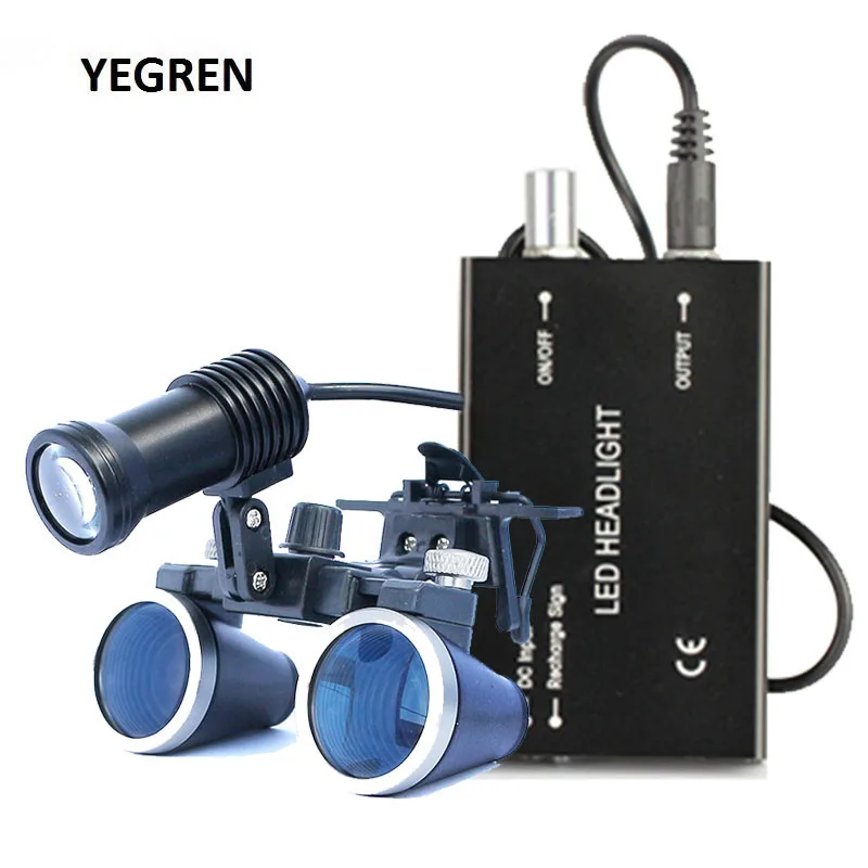 3.5X Binocular Magnifier Dental Loupe 3W 5W LED Spotlight Medical Headlight with Rechargeable Battery Surgical Loupes