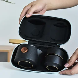 Black Pottery Outdoor Travel Tea Set 1 Teapot 3 Teacups Cups and Mugs Tea Cup Sets Gaiwan Coffeeware Teaware Chinese Pot Tools
