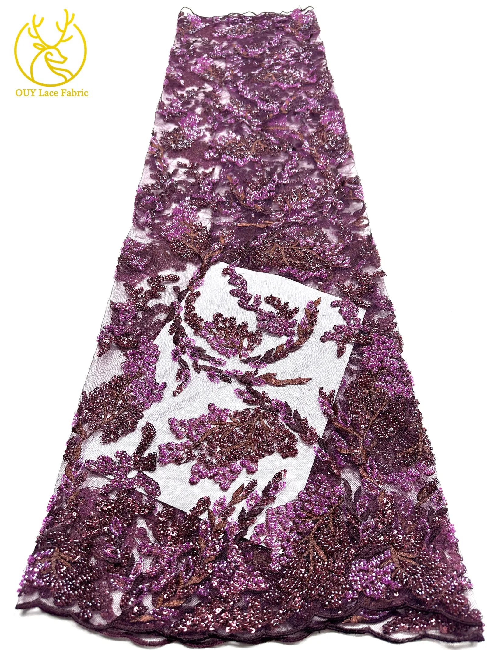 Afrikanischer Perlen-Pailletten-Stickerei-Spitzenstoff 2026 Exquisite Nigerianische Brautspitze Französischer Tüllstoff für Hochzeits- und Partykleider – Detail 17