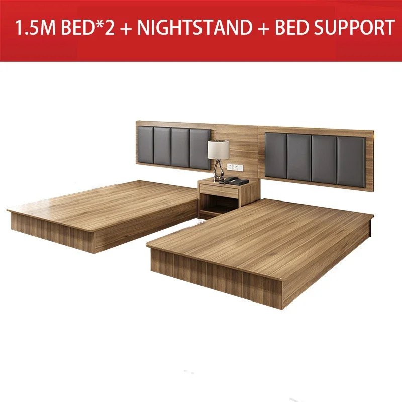 Hotel Accommodation Double Bed Single Bed Full Furniture Apartment Rental Room Furniture Set Bedroom Set Wood Modern