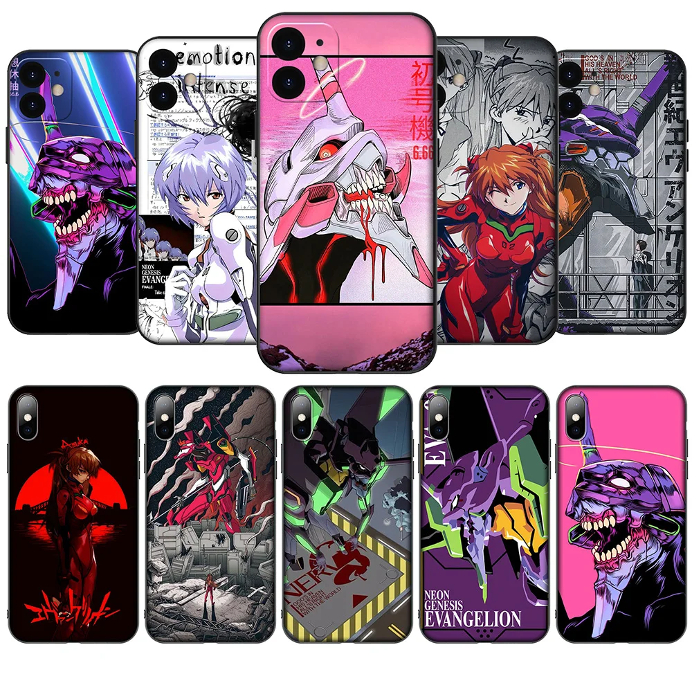 HA14 Anime E-Evangelions EVA Soft Case for iPhone 16 15 14 13 7 8 Pro Max Mini Plus