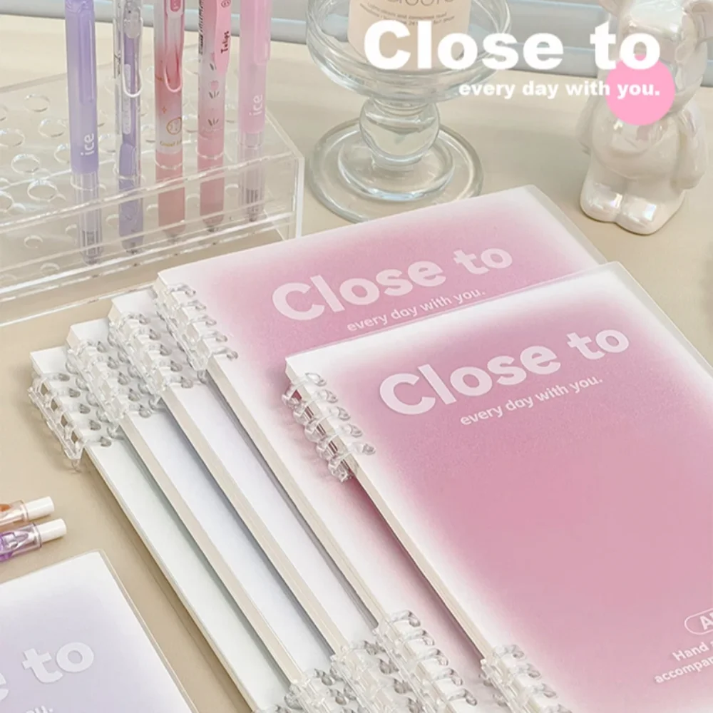 Simple Stationery A5/B5 Binder Notebook PVC Cover Horizontal Line Kawaii Loose-Leaf Notebook 60 Sheets Gradient Color