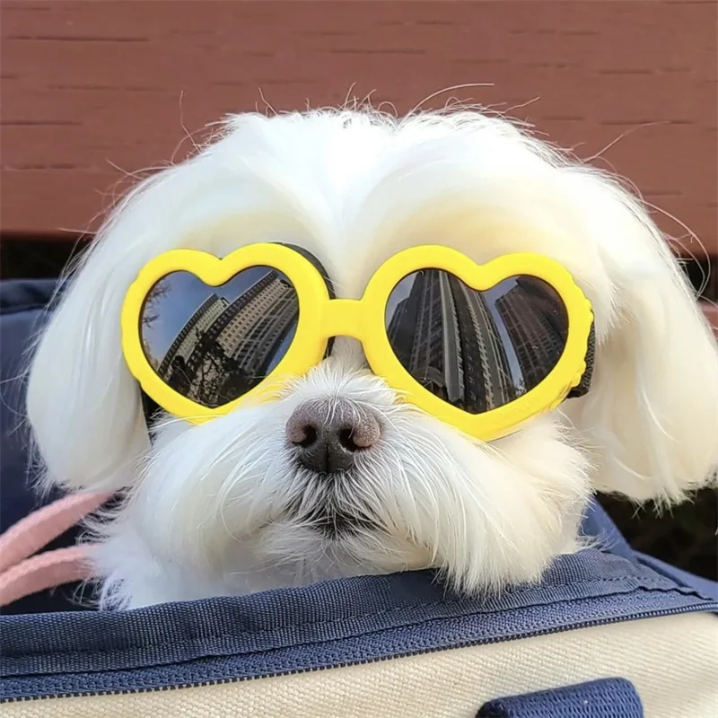 Pet Glasses Dog Supplies Goggles Sunproof UV Puppy Sunglasses Adjustable Heart Shape Cat Decorative Sunglasses