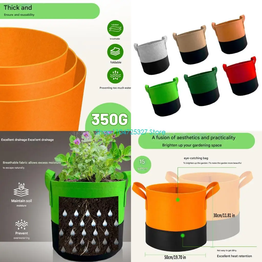 D8KF 6 Pack Lightweight None Woven Cloth Cultivation Bags Container For Various Plant