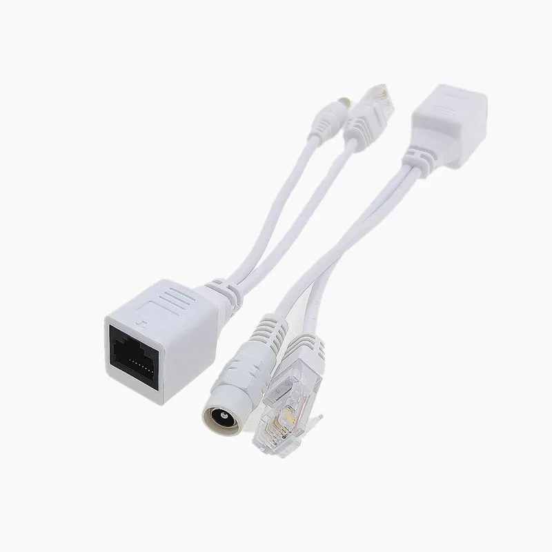 1 PairPOE RJ45 Cable Power Over Ethernet Adapter Injector Splitter DC 12V IP Camera