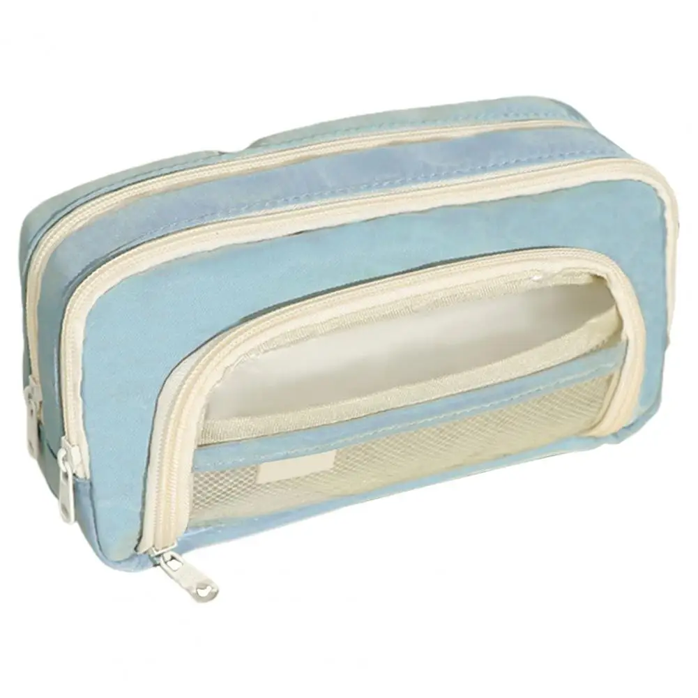 Clear Window Pen Bag Large Capacity Multi-pocket Portable Zipper Students Pencil Stationery Pouch Case School Supplies