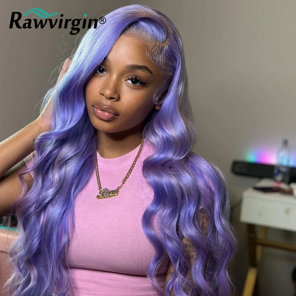 32 34 Inch 13X6 Lace Frontal Wig Light Purple Colored 13x4 Body Wave Lace Front Human Hair Wigs Women 200% Transparent Lace Wig