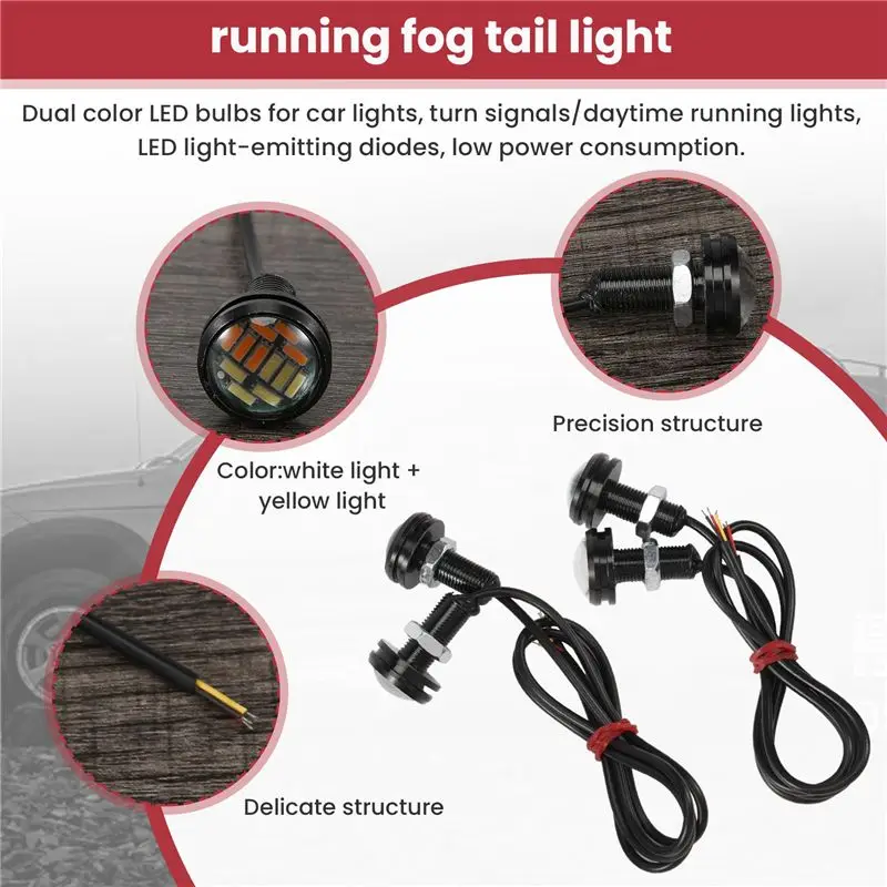 Strange 4 Pcs Car 12V 23Mm Dual Color Switchback 4014 12 Led Drl Eagle Eye Daytime Light