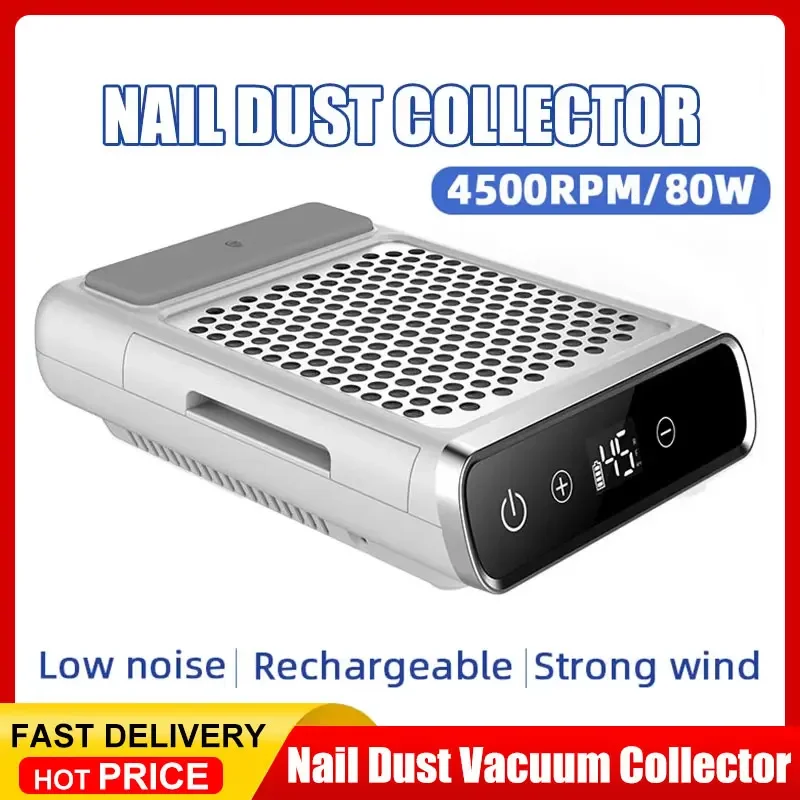 

Professional Nail Dust Vacuum Collector with Reusable Filter - Powerful Adjustable Speed Nail Dust Extractor for Manicure Equipm