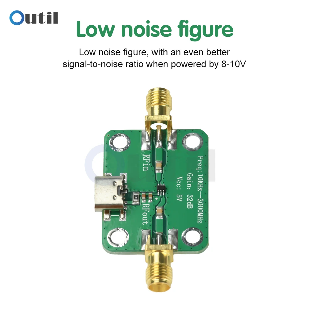 10KHz-3GHz RF Broadband Amplifier Module 32dB Gain Low Noise Medium Power LNA for Signal Generator Auxiliary