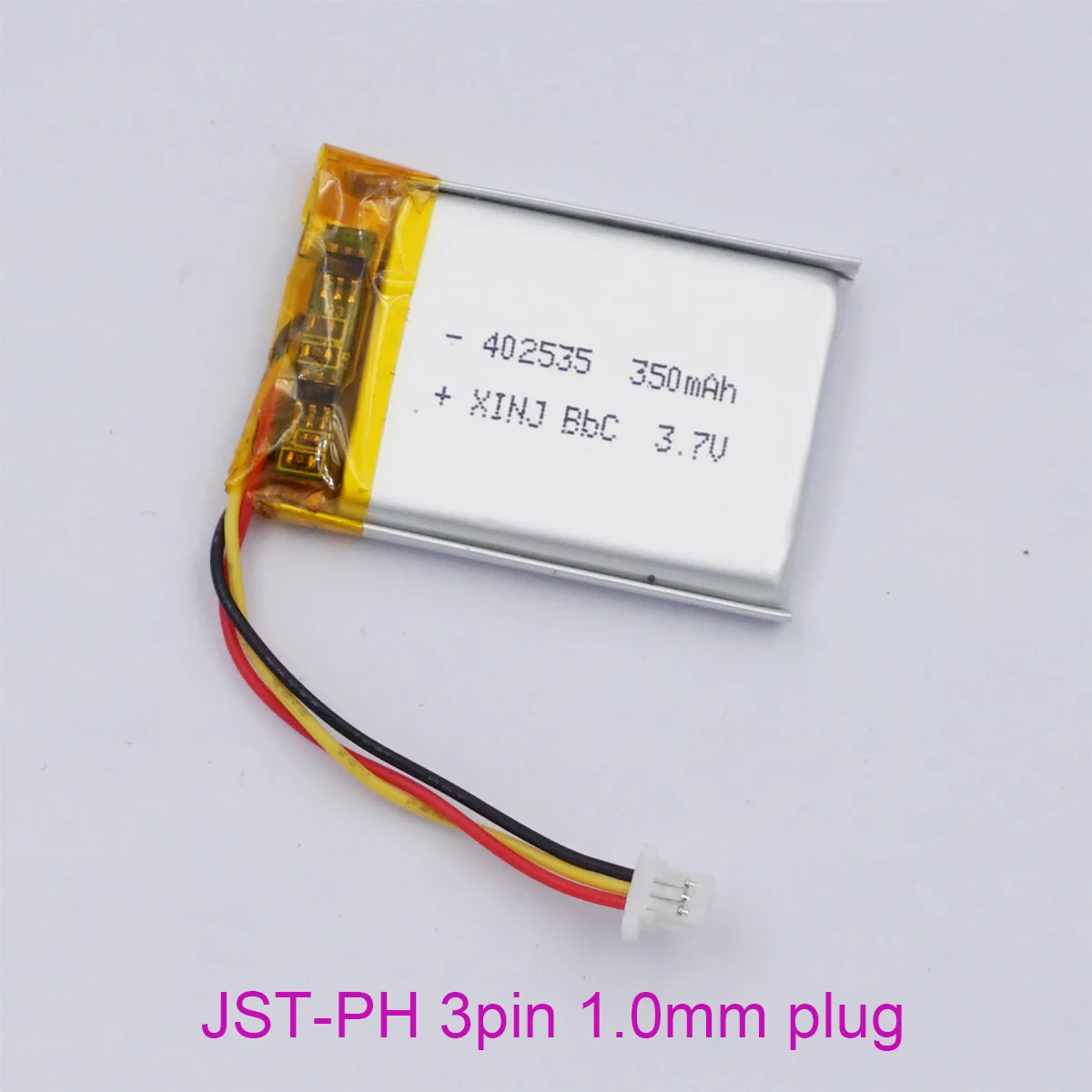 3.7V 350mAh 1.29Wh Polymer Lipo Lithium Battery JST-PH 3pin 1.0mm Connector For GPS Baby Camera MP4 Car Navigation E-book 402535