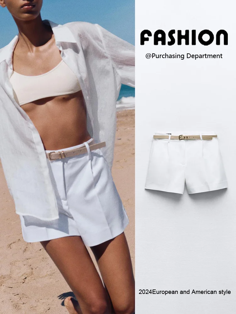 

Прямые повседневные брюки с высокой талией и поясом, плиссированные, из новой летней коллекции, женские модные брюки в корейском стиле, свободного кроя