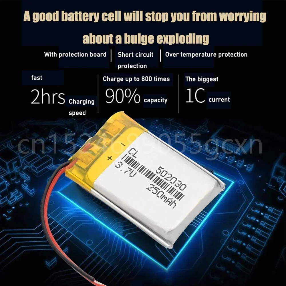 3,7V 250mAh 502030   Polímero de lítio li-po li ion bateria recarregável células lipo para mp3 mp4 alto-falante tacógrafo carro dvr câmera