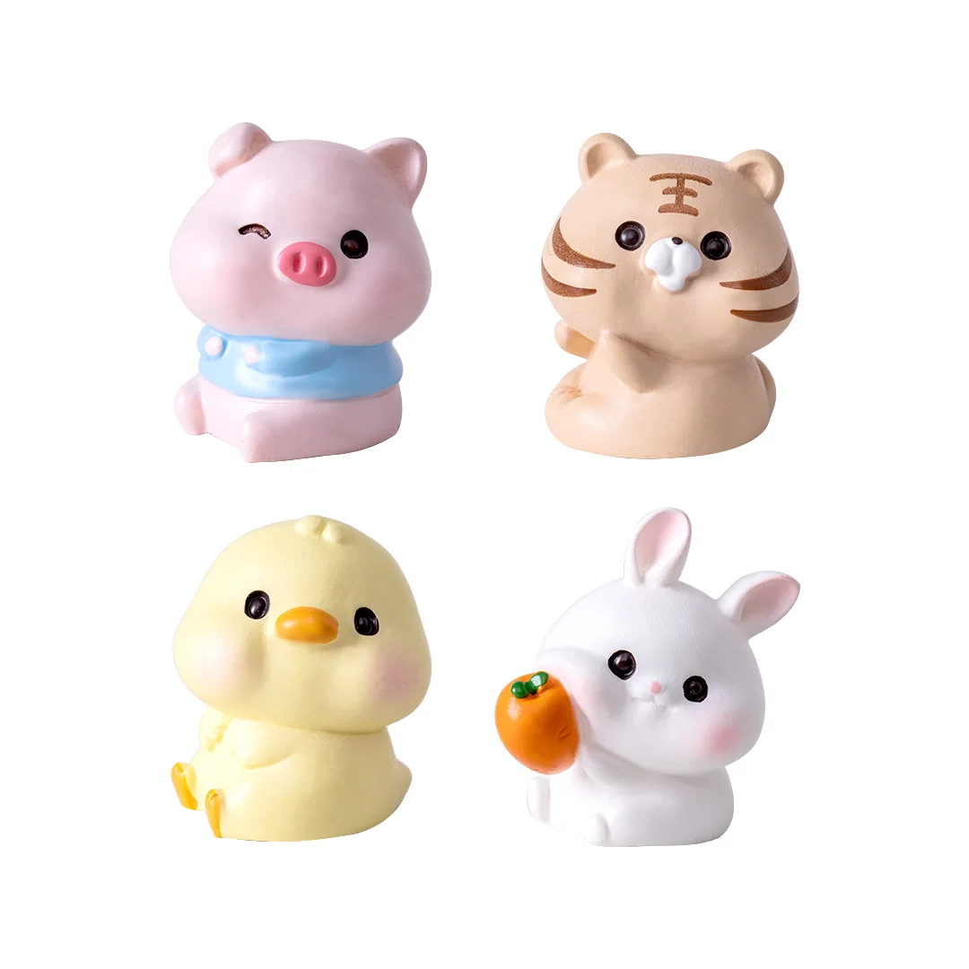 Figurines Miniatures Cute Rabbit Cat Pig Dog Animals Micro Landscape Ornaments For Home Decorations Room Decor DIY Accessories