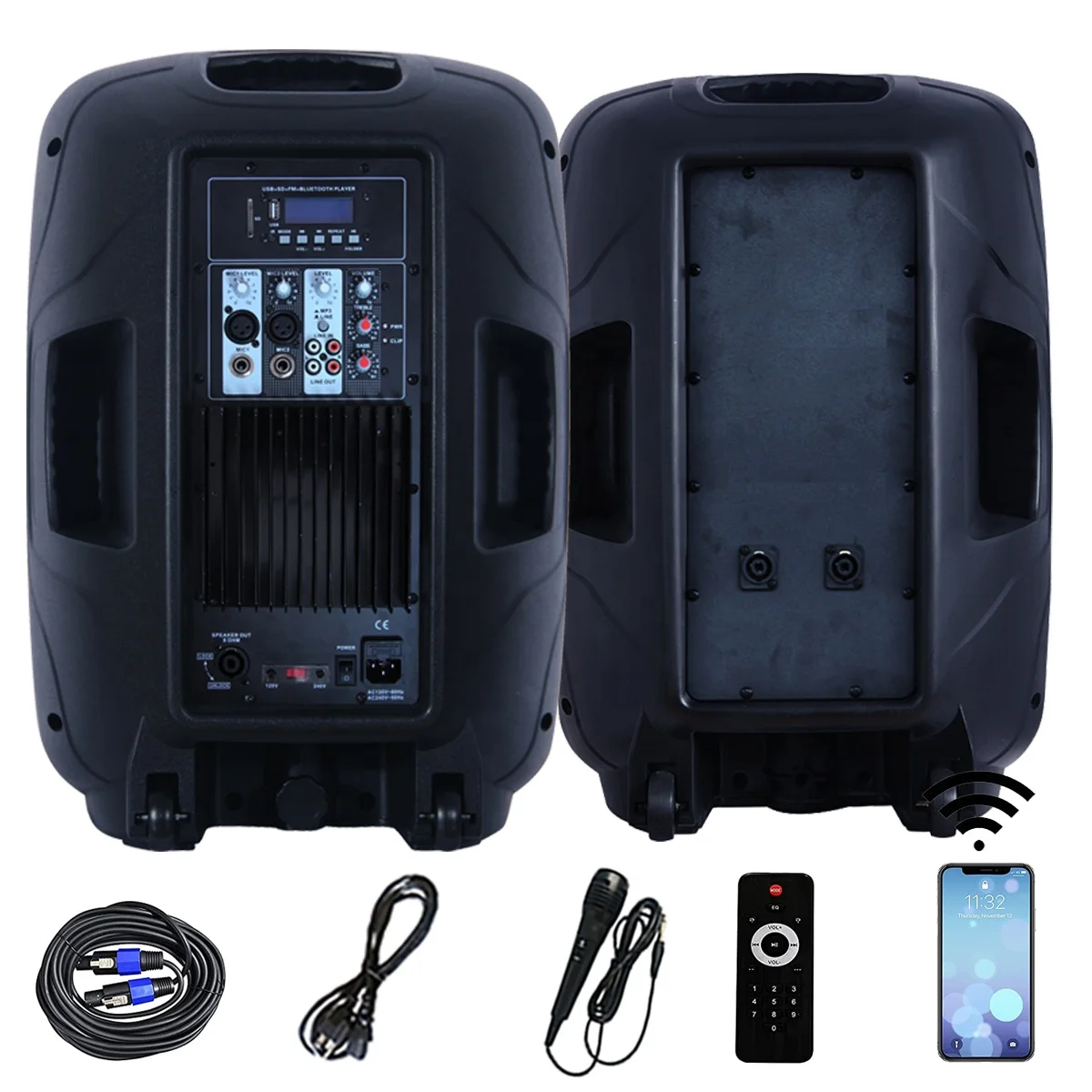 OEM Professional Audio 1000W Combo 2x15" Wireless Karaoke Sets PA Speaker System Sound Box Portable Party DJ System Bocina 3