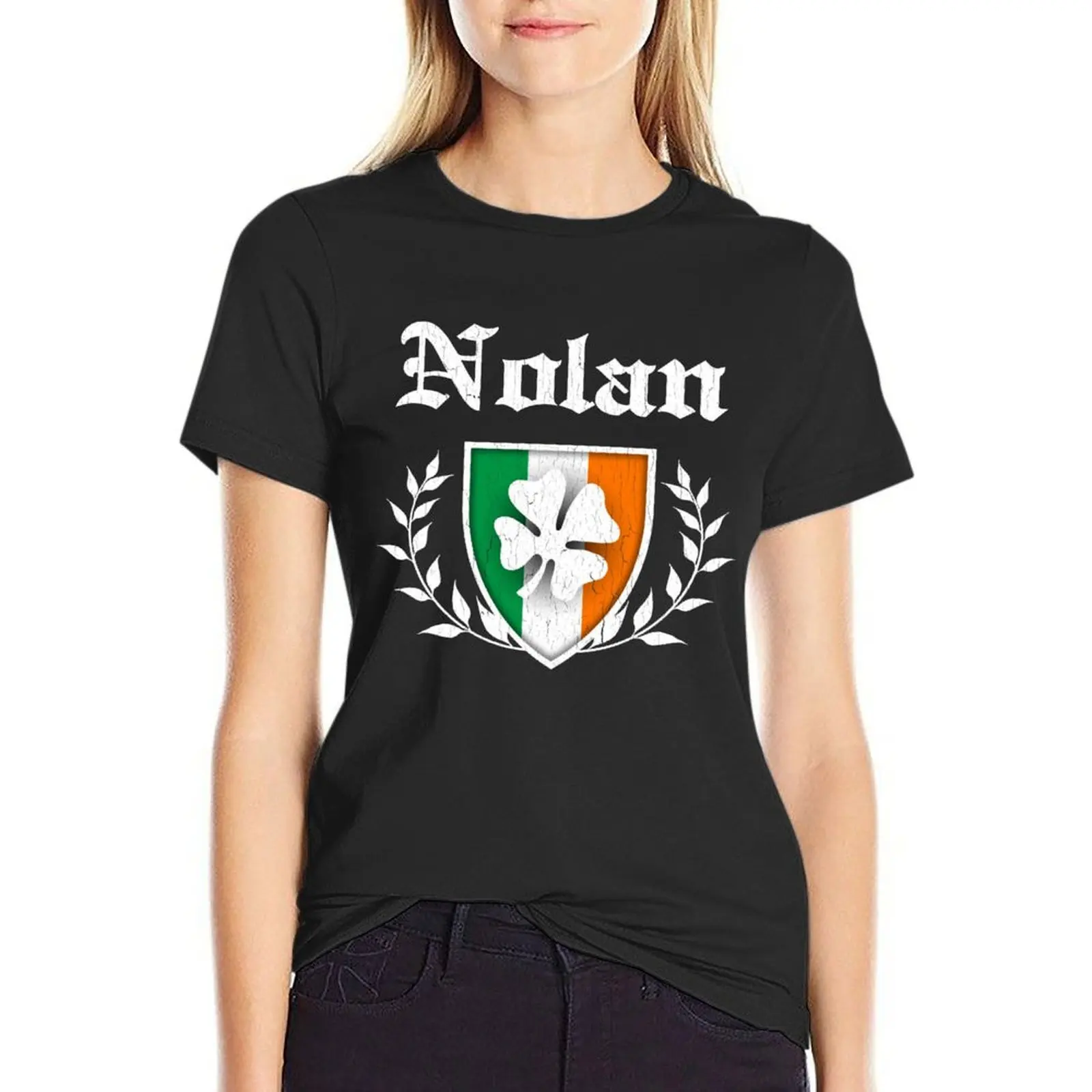 Nolan Family Shamrock Crest (vintage distressed) T-Shirt animal print shirt for girls vintage clothes summer clothes for Women